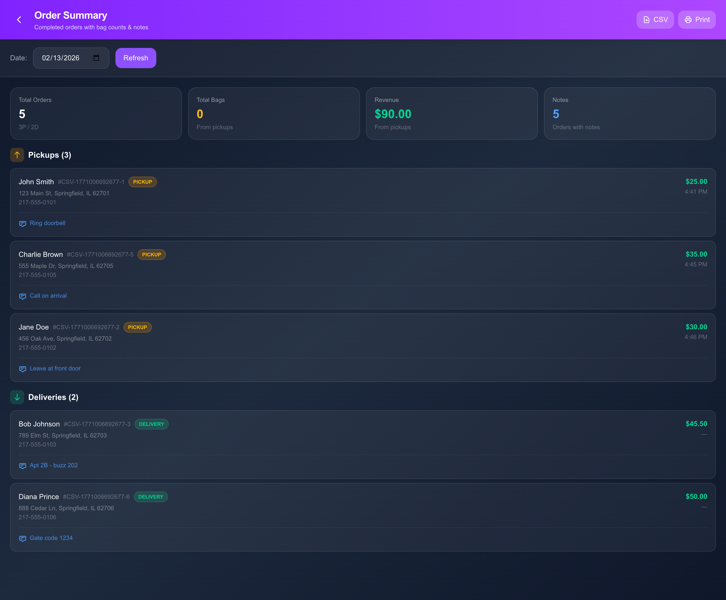 Order Management (CSV Users)